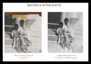 Photo shows the before and after restoration for a clients photo,